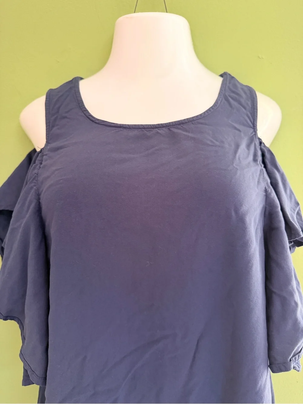 Michael Kors Navy Cold-Shoulder Ruffle dress